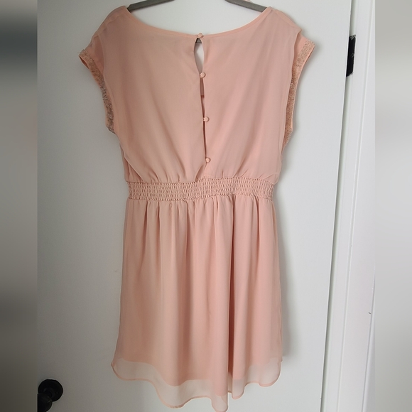 American Eagle Outfitters Pink Chiffon Fit  Flare Scoop Neckline Dress - Picture 3 of 4